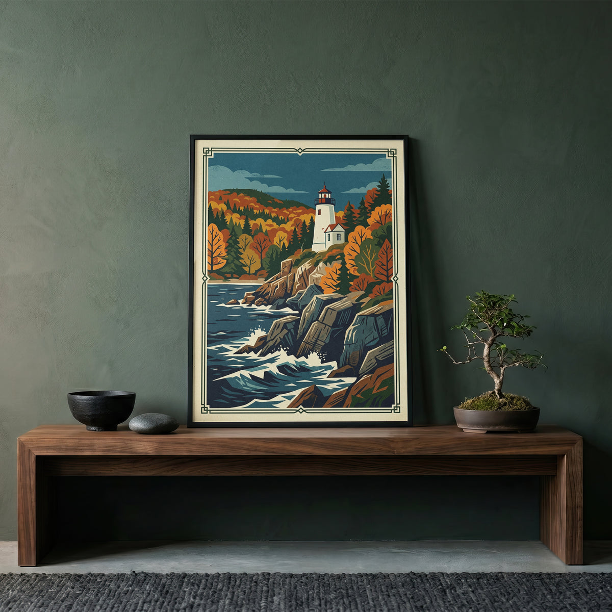 Acadia Maine Bass Harbor Lighthouse Coastal Cliffs Print