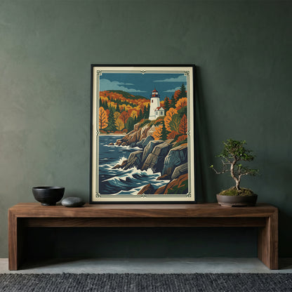 Acadia Maine Bass Harbor Lighthouse Coastal Cliffs Print