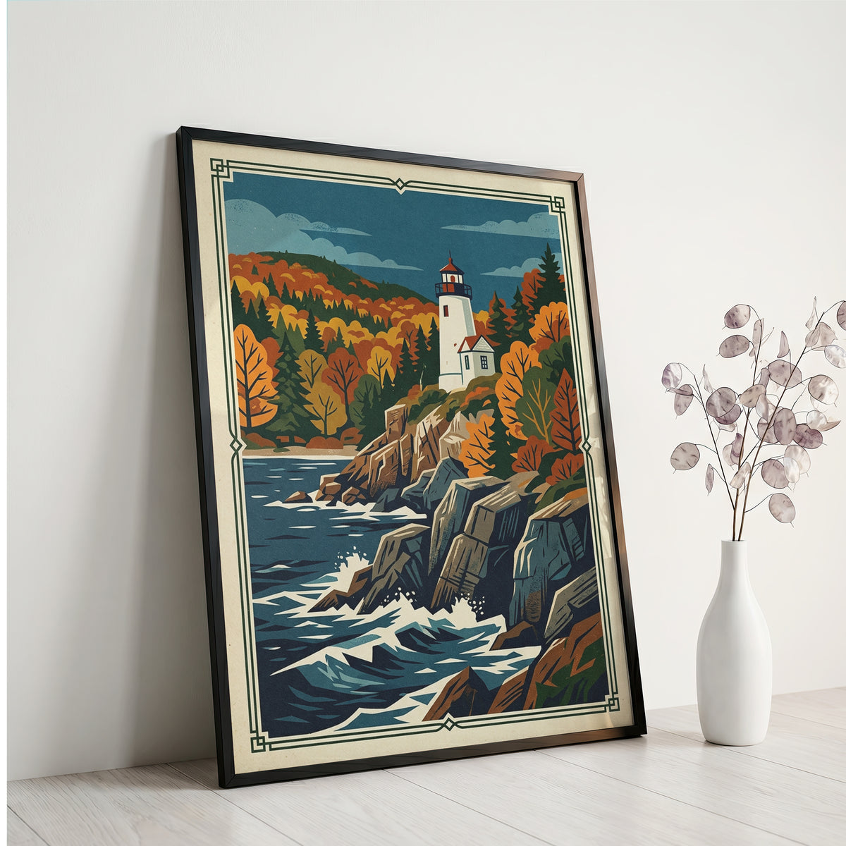 Acadia Maine Bass Harbor Lighthouse Coastal Cliffs Print