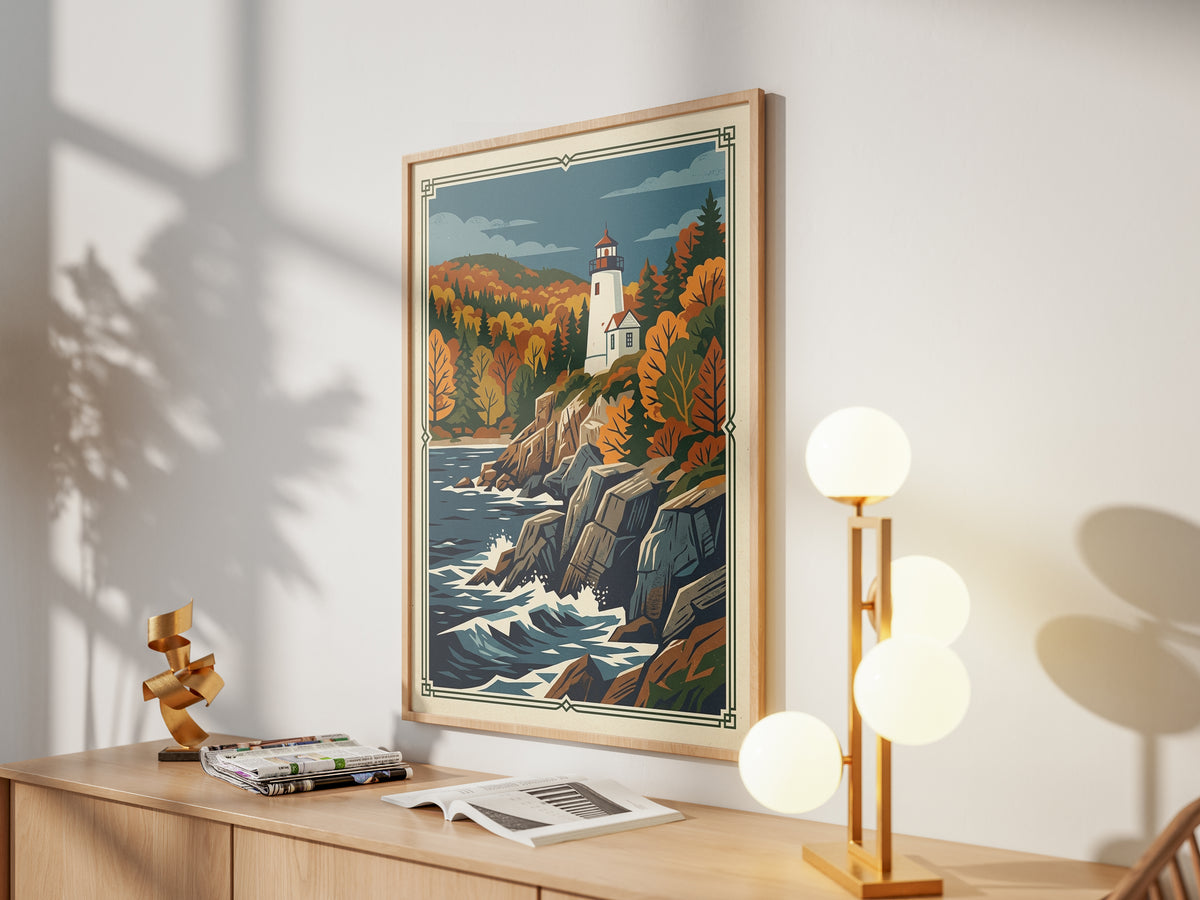 Acadia Maine Bass Harbor Lighthouse Coastal Cliffs Print