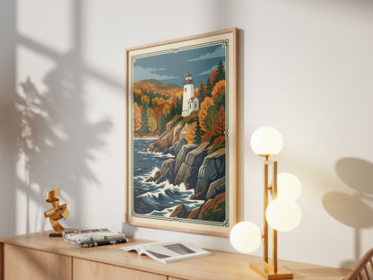 Acadia Maine Bass Harbor Lighthouse Coastal Cliffs Print