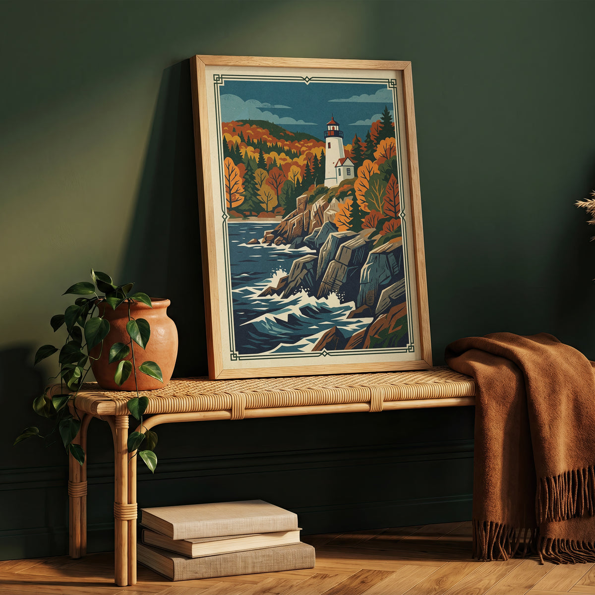 Acadia Maine Bass Harbor Lighthouse Coastal Cliffs Print