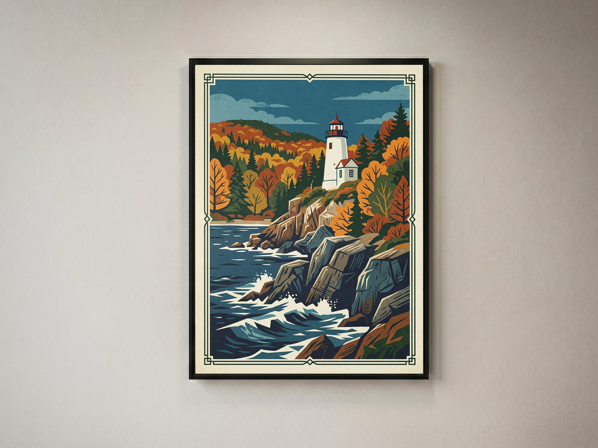 Acadia Maine Bass Harbor Lighthouse Coastal Cliffs Print
