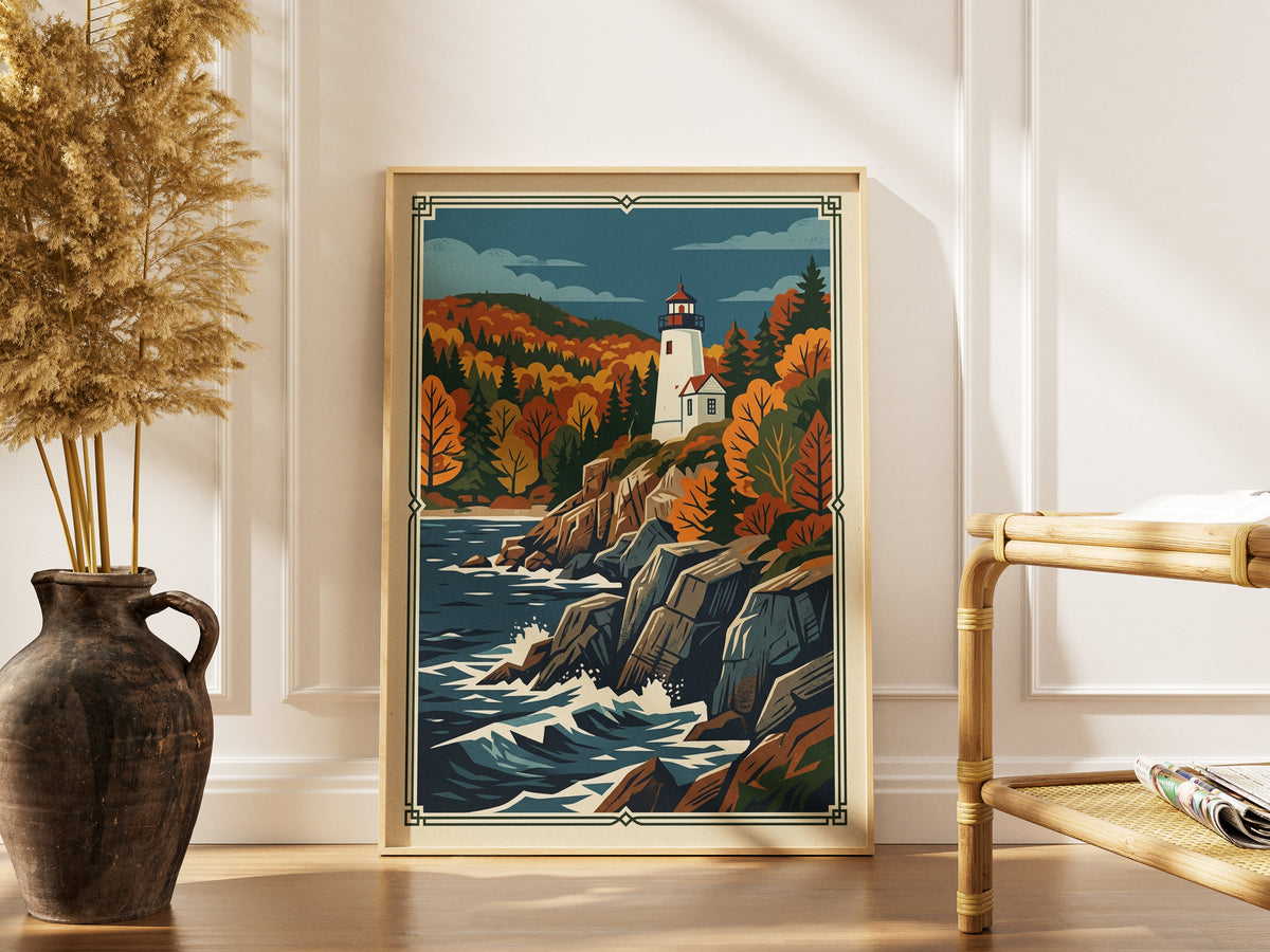 Acadia Maine Bass Harbor Lighthouse Coastal Cliffs Print