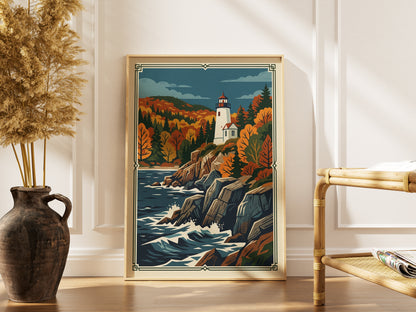 Acadia Maine Bass Harbor Lighthouse Coastal Cliffs Print