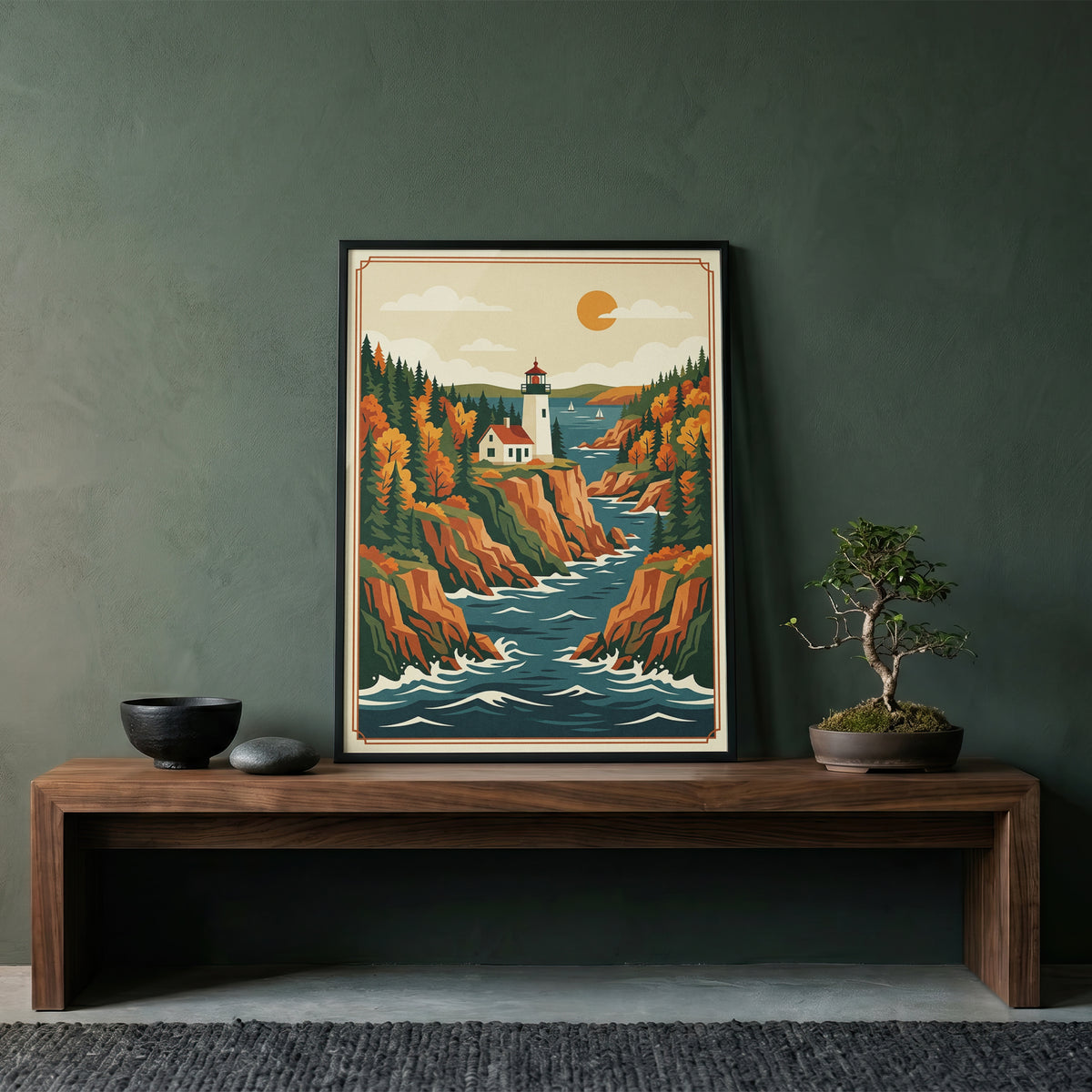 Acadia National Park Coastal Inlet & Lighthouse Print