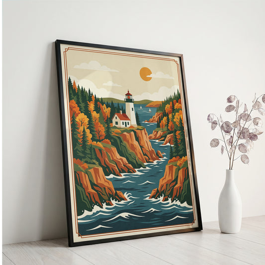 Acadia National Park Coastal Inlet & Lighthouse Print