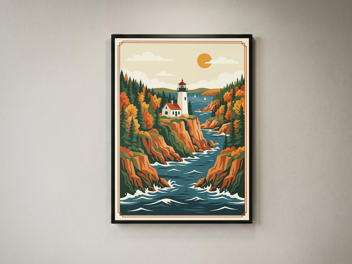 Acadia National Park Coastal Inlet & Lighthouse Print