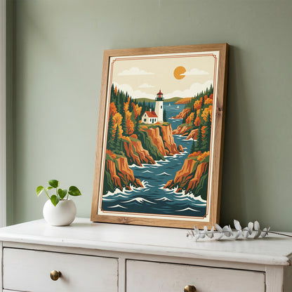 Acadia National Park Coastal Inlet & Lighthouse Print