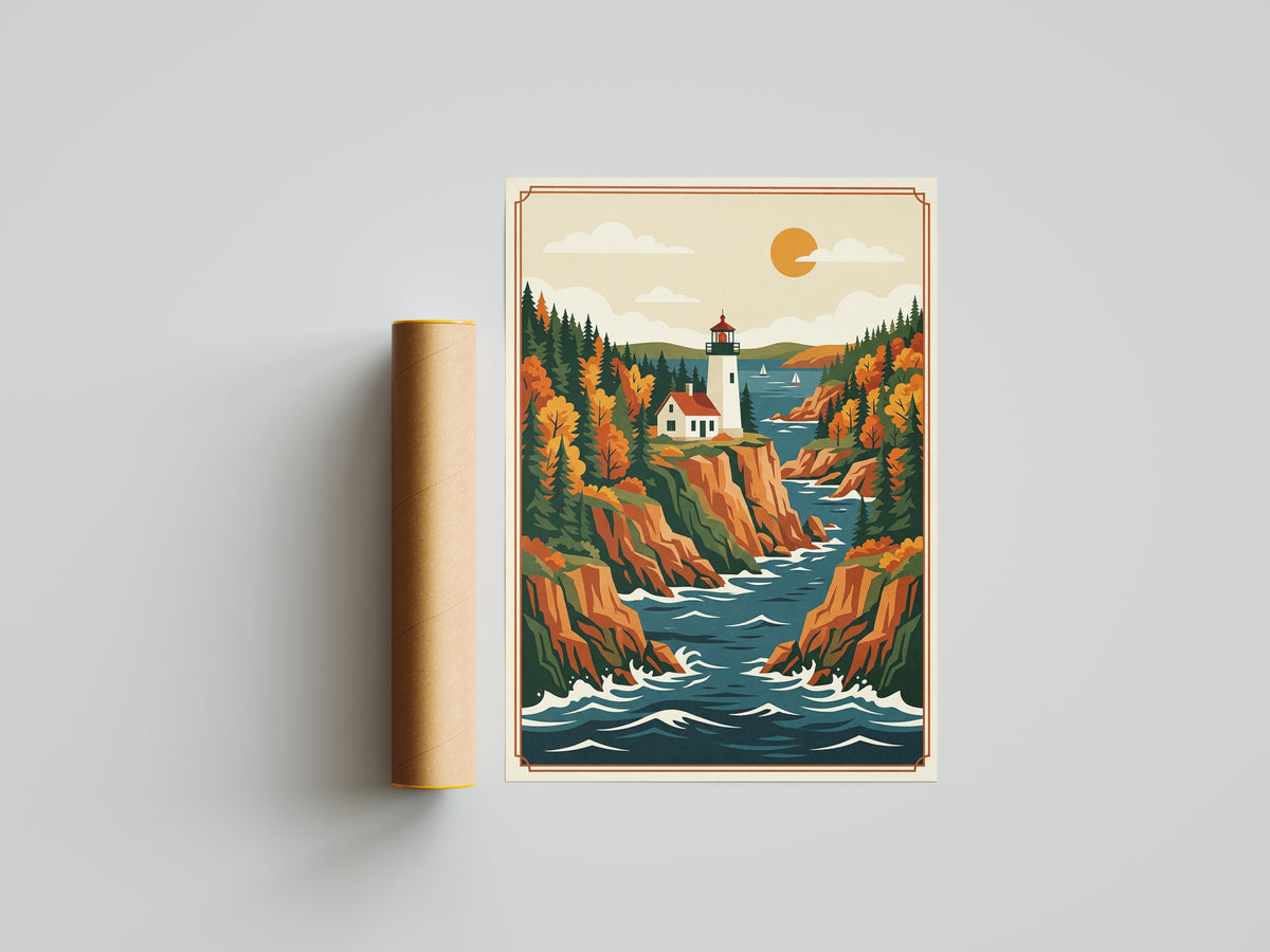 Acadia National Park Coastal Inlet & Lighthouse Print