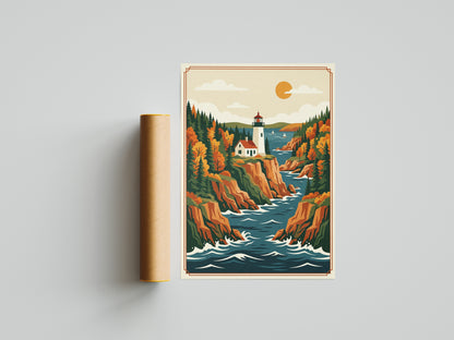 Acadia National Park Coastal Inlet & Lighthouse Print