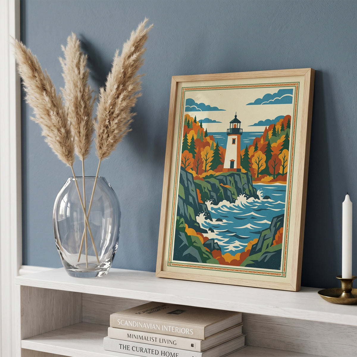 Acadia Maine Lighthouse Rocky Coastline Art Print