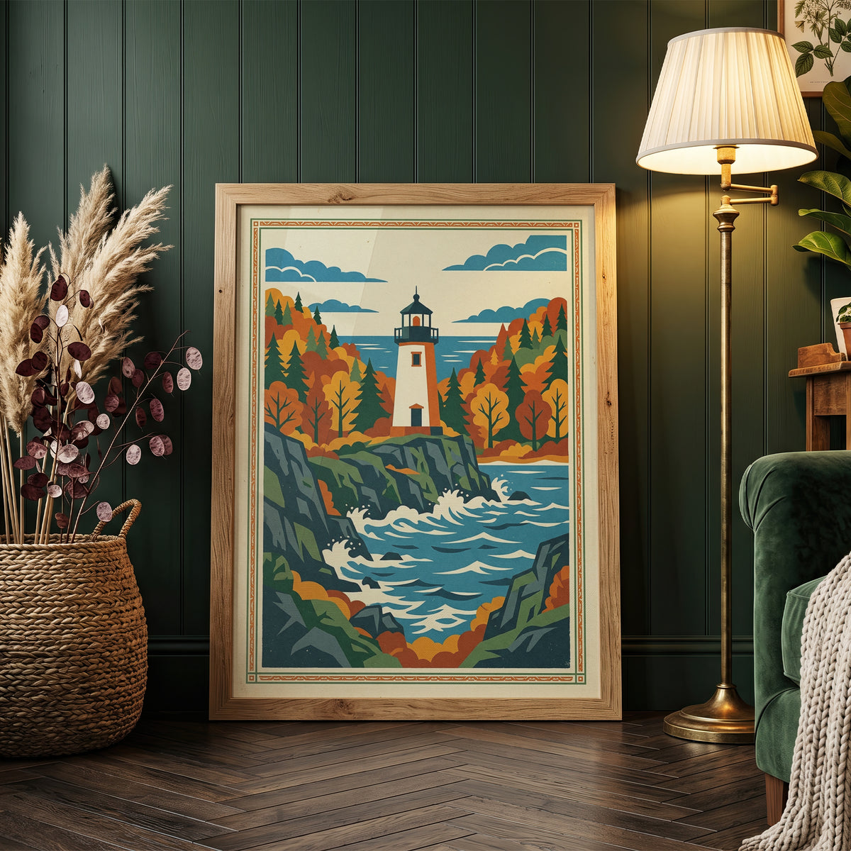 Acadia Maine Lighthouse Rocky Coastline Art Print