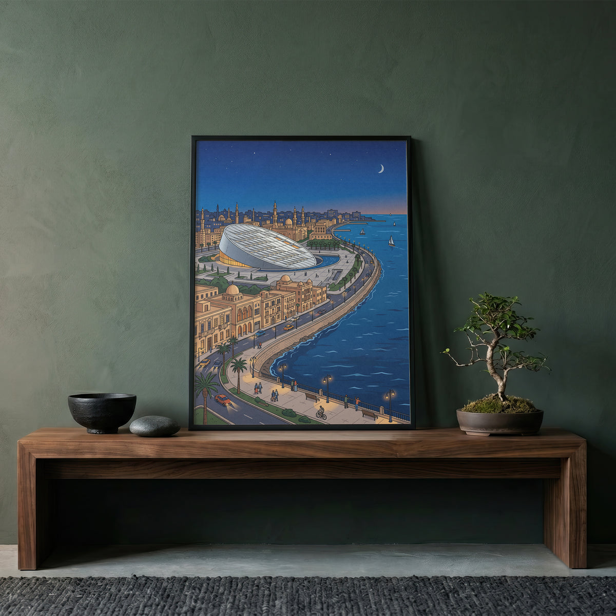 Alexandria Egypt Corniche & Modern Library Art Print