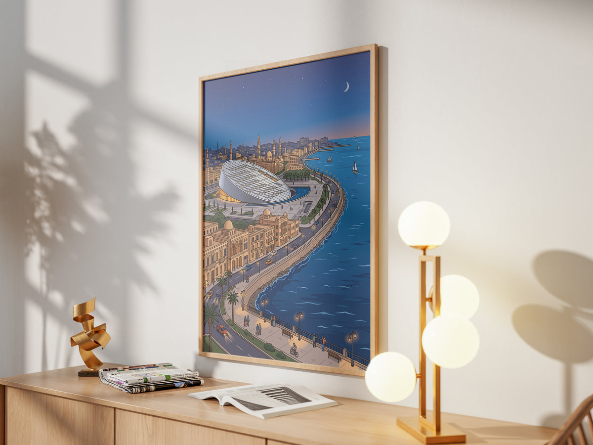 Alexandria Egypt Corniche & Modern Library Art Print
