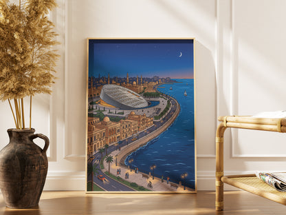 Alexandria Egypt Corniche & Modern Library Art Print