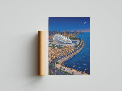 Alexandria Egypt Corniche & Modern Library Art Print