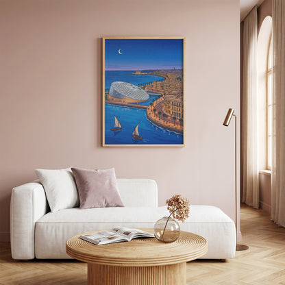 Alexandria Egypt Mediterranean Harbor & Qaitbay Citadel Print