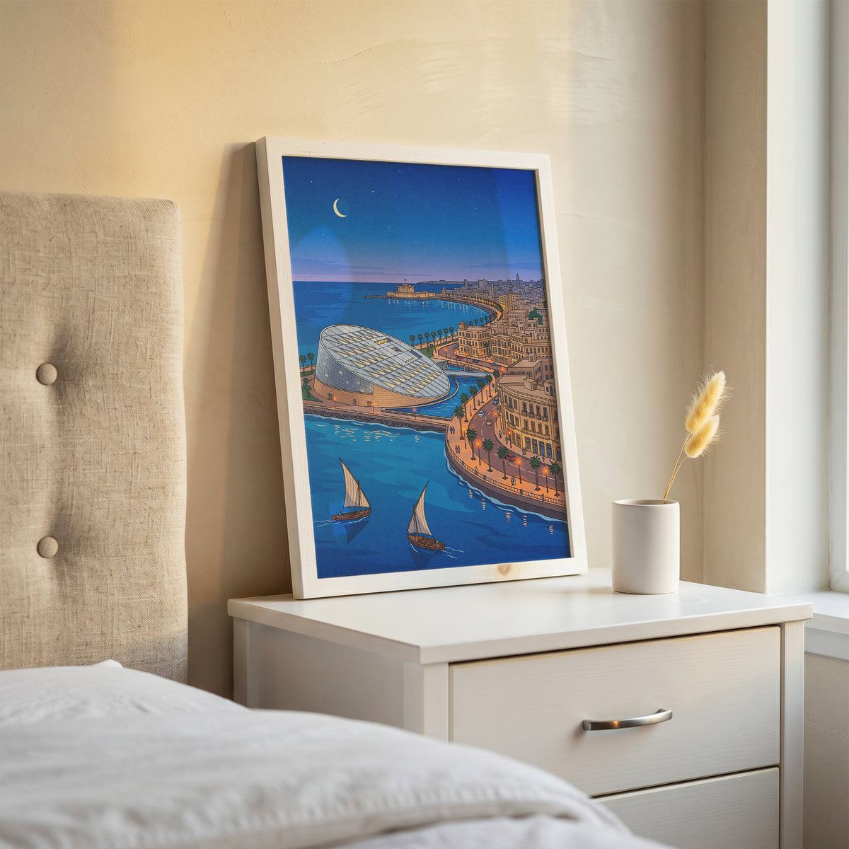Alexandria Egypt Mediterranean Harbor & Qaitbay Citadel Print