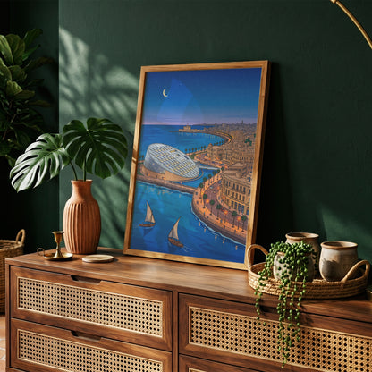 Alexandria Egypt Mediterranean Harbor & Qaitbay Citadel Print