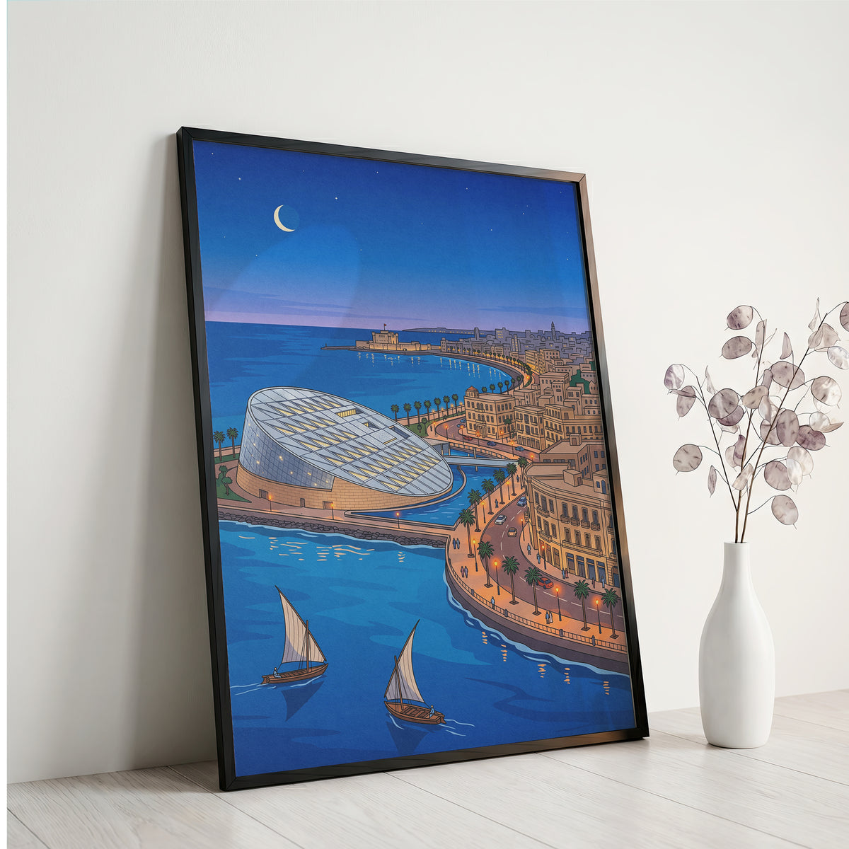 Alexandria Egypt Mediterranean Harbor & Qaitbay Citadel Print