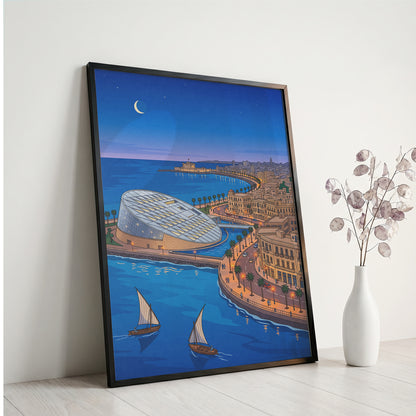 Alexandria Egypt Mediterranean Harbor & Qaitbay Citadel Print