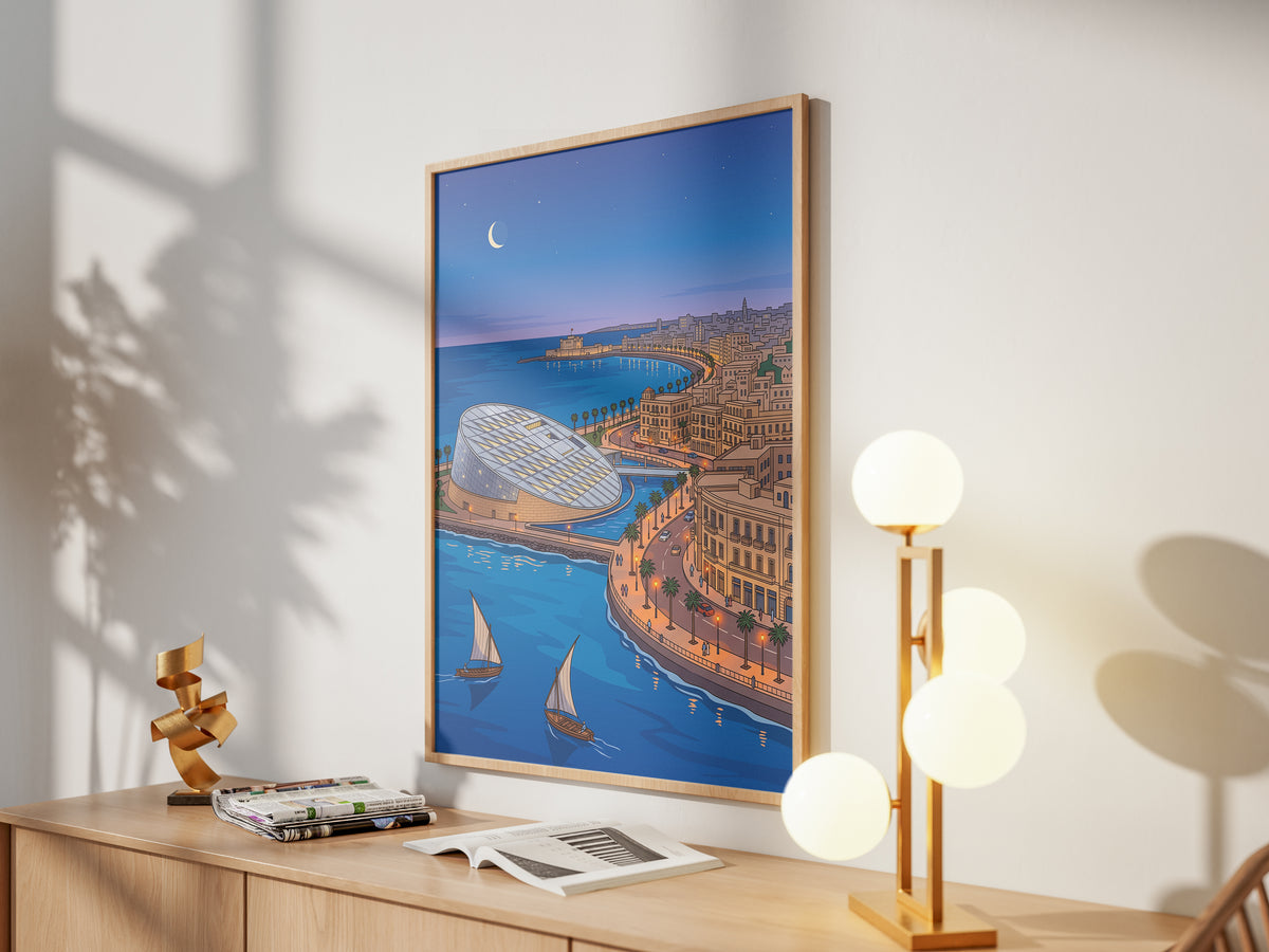 Alexandria Egypt Mediterranean Harbor & Qaitbay Citadel Print