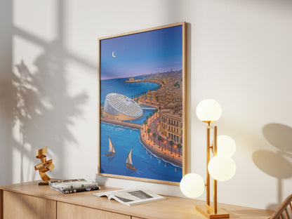 Alexandria Egypt Mediterranean Harbor & Qaitbay Citadel Print