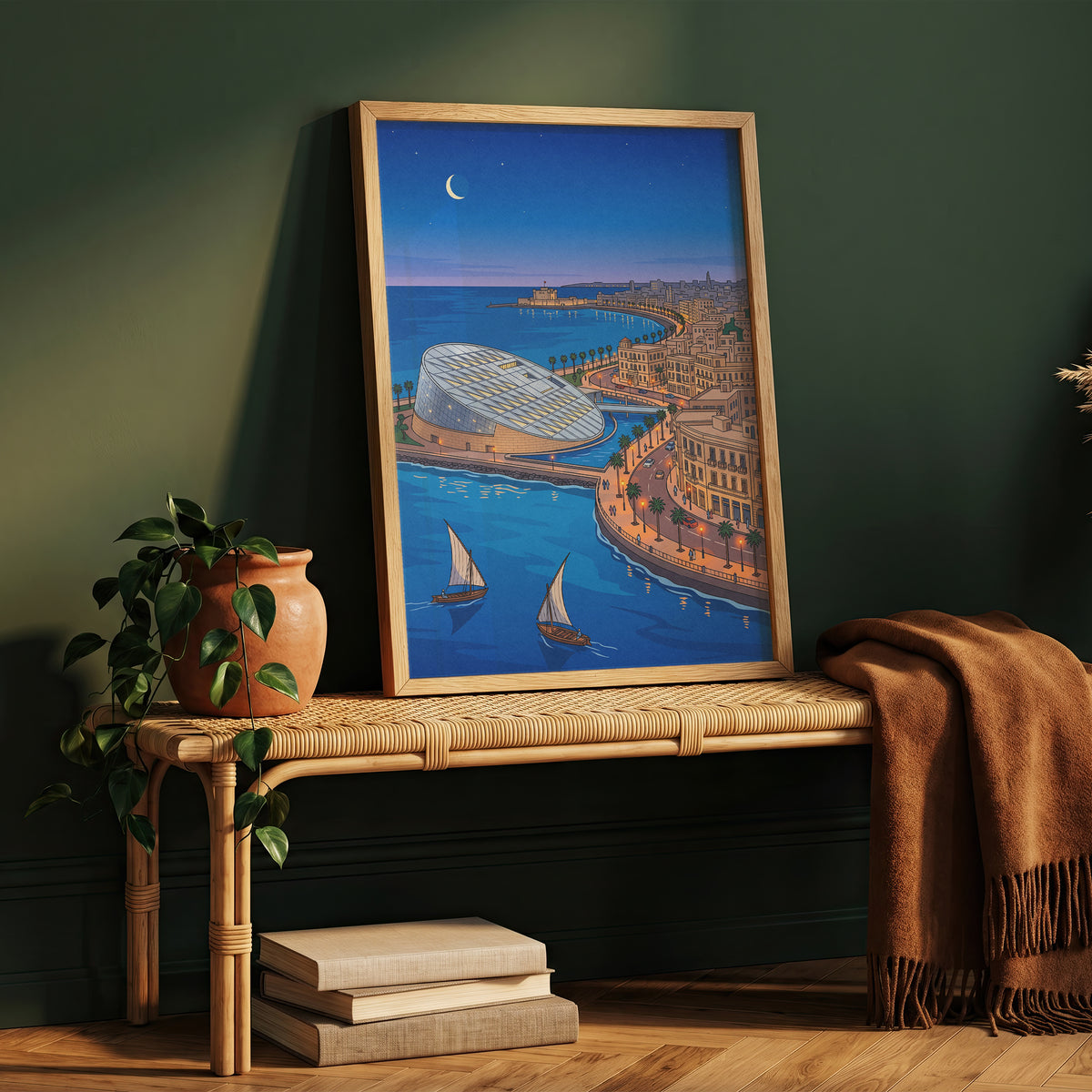 Alexandria Egypt Mediterranean Harbor & Qaitbay Citadel Print