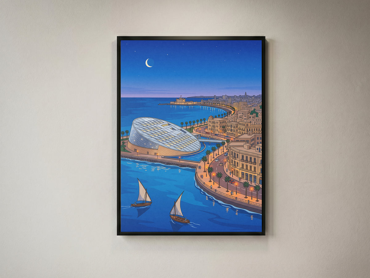 Alexandria Egypt Mediterranean Harbor & Qaitbay Citadel Print