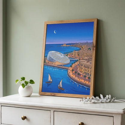 Alexandria Egypt Mediterranean Harbor & Qaitbay Citadel Print