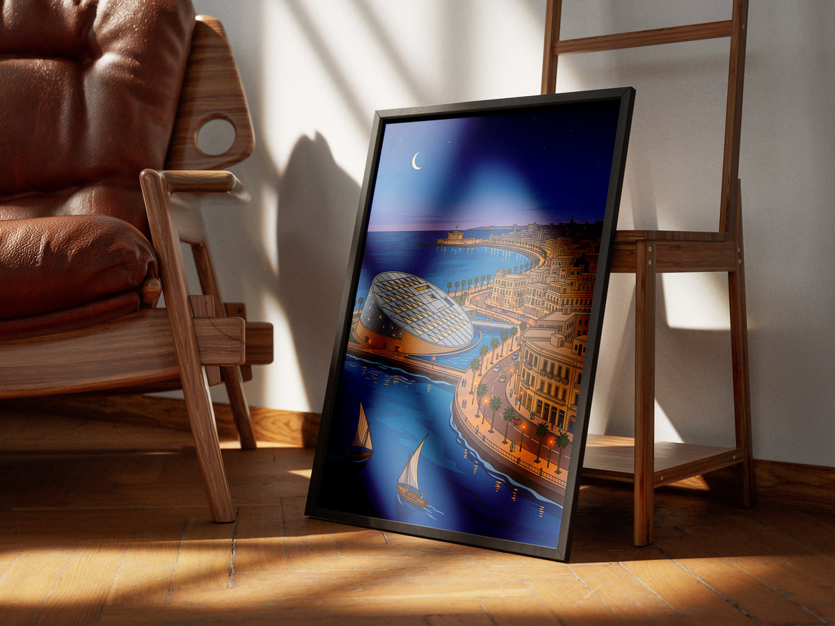 Alexandria Egypt Mediterranean Harbor & Qaitbay Citadel Print