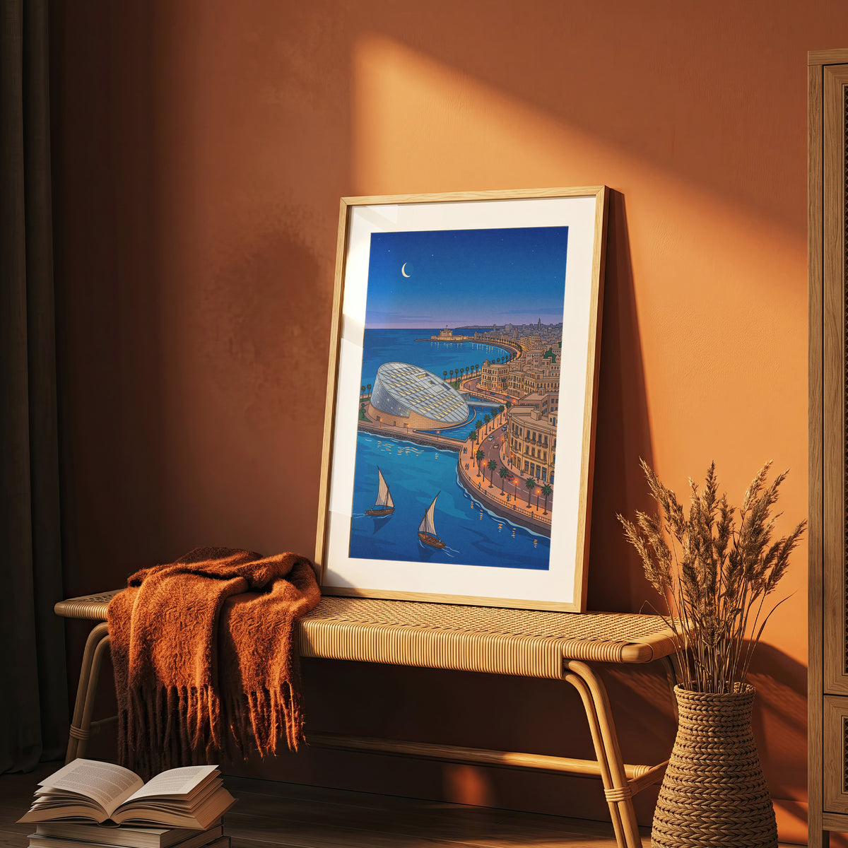Alexandria Egypt Mediterranean Harbor & Qaitbay Citadel Print