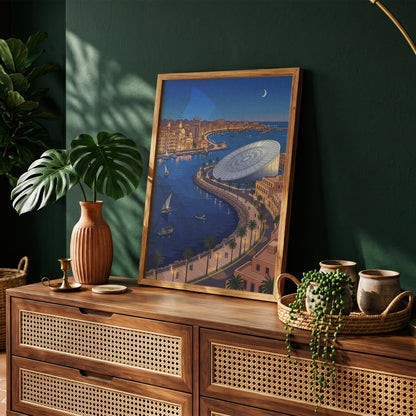 Alexandria Egypt Crescent Coastline & Library Print