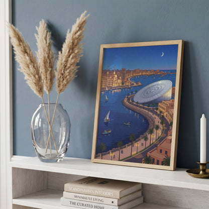 Alexandria Egypt Crescent Coastline & Library Print