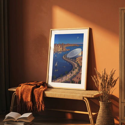 Alexandria Egypt Crescent Coastline & Library Print