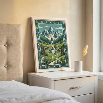 Swiss Alpine Village Trail & Grazing Cows Print