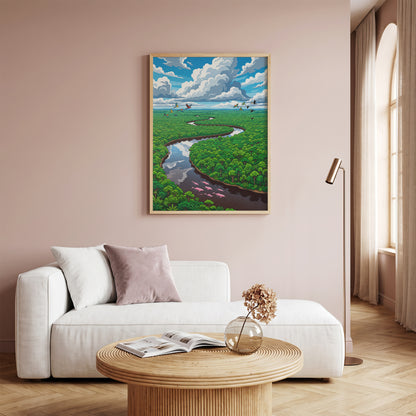 Amazon Rainforest River Aerial Art Print