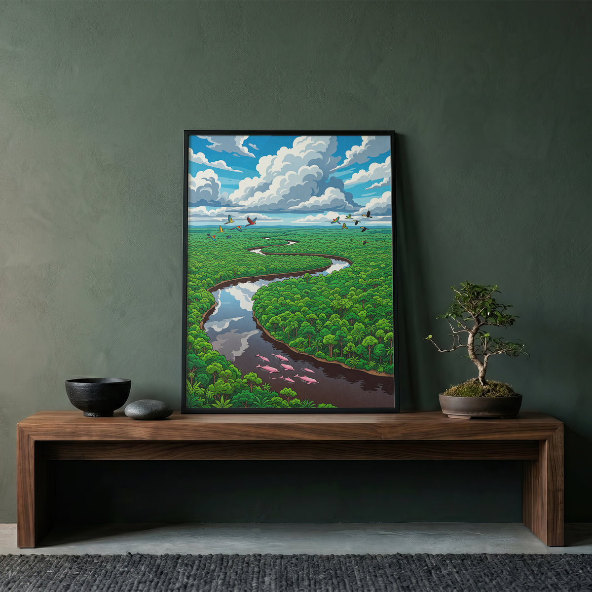 Amazon Rainforest River Aerial Art Print