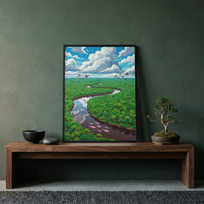 Amazon Rainforest River Aerial Art Print
