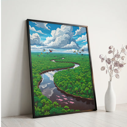 Amazon Rainforest River Aerial Art Print