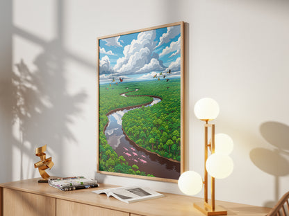 Amazon Rainforest River Aerial Art Print