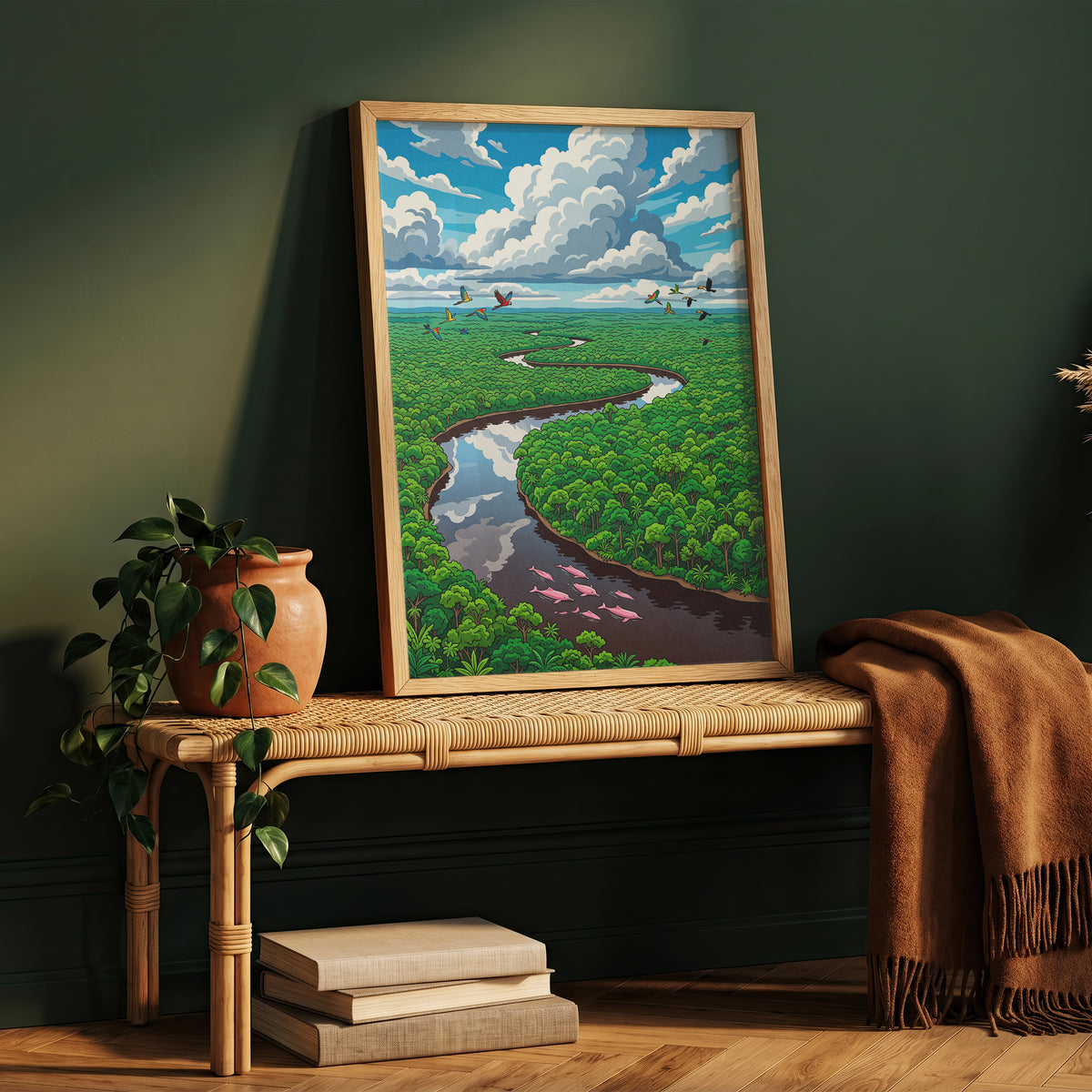 Amazon Rainforest River Aerial Art Print