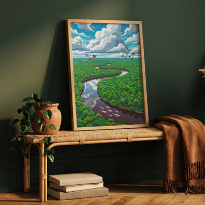 Amazon Rainforest River Aerial Art Print