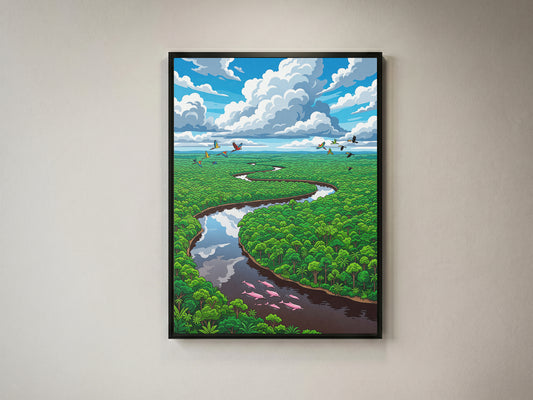 Amazon Rainforest River Aerial Art Print