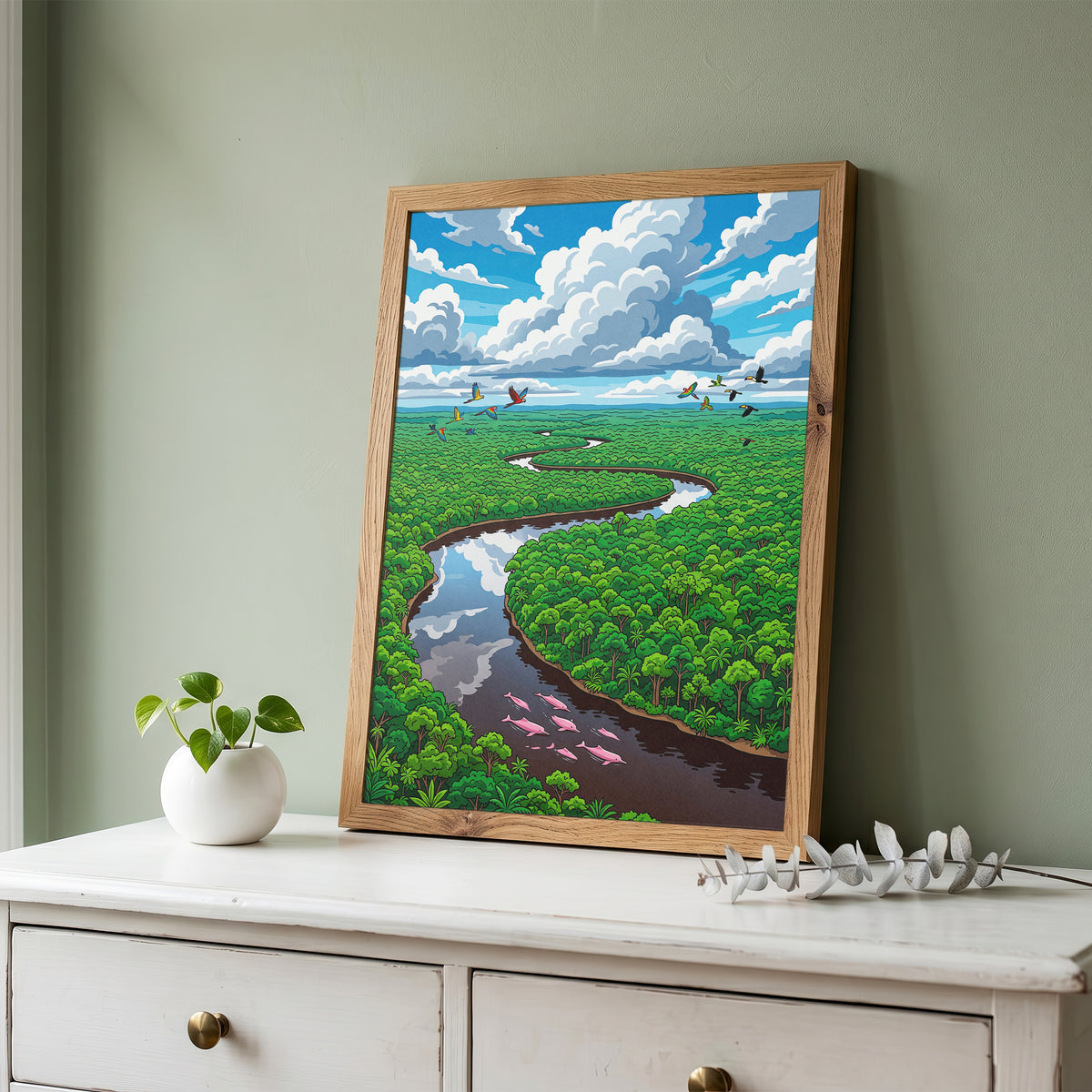 Amazon Rainforest River Aerial Art Print