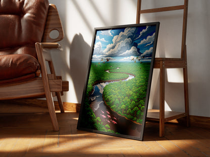 Amazon Rainforest River Aerial Art Print