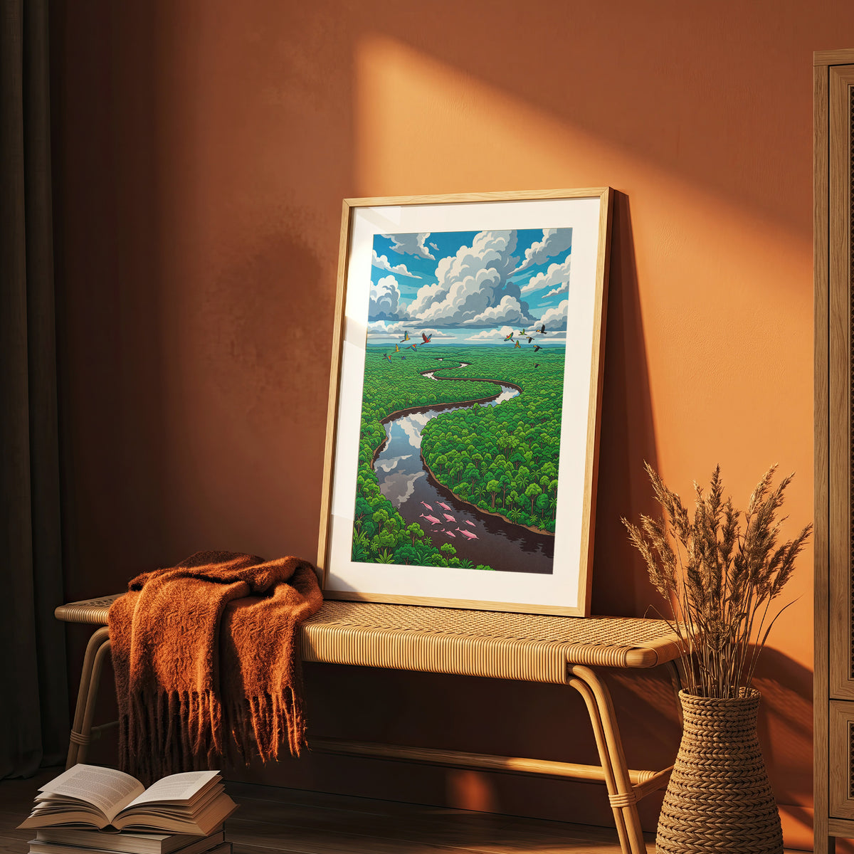 Amazon Rainforest River Aerial Art Print
