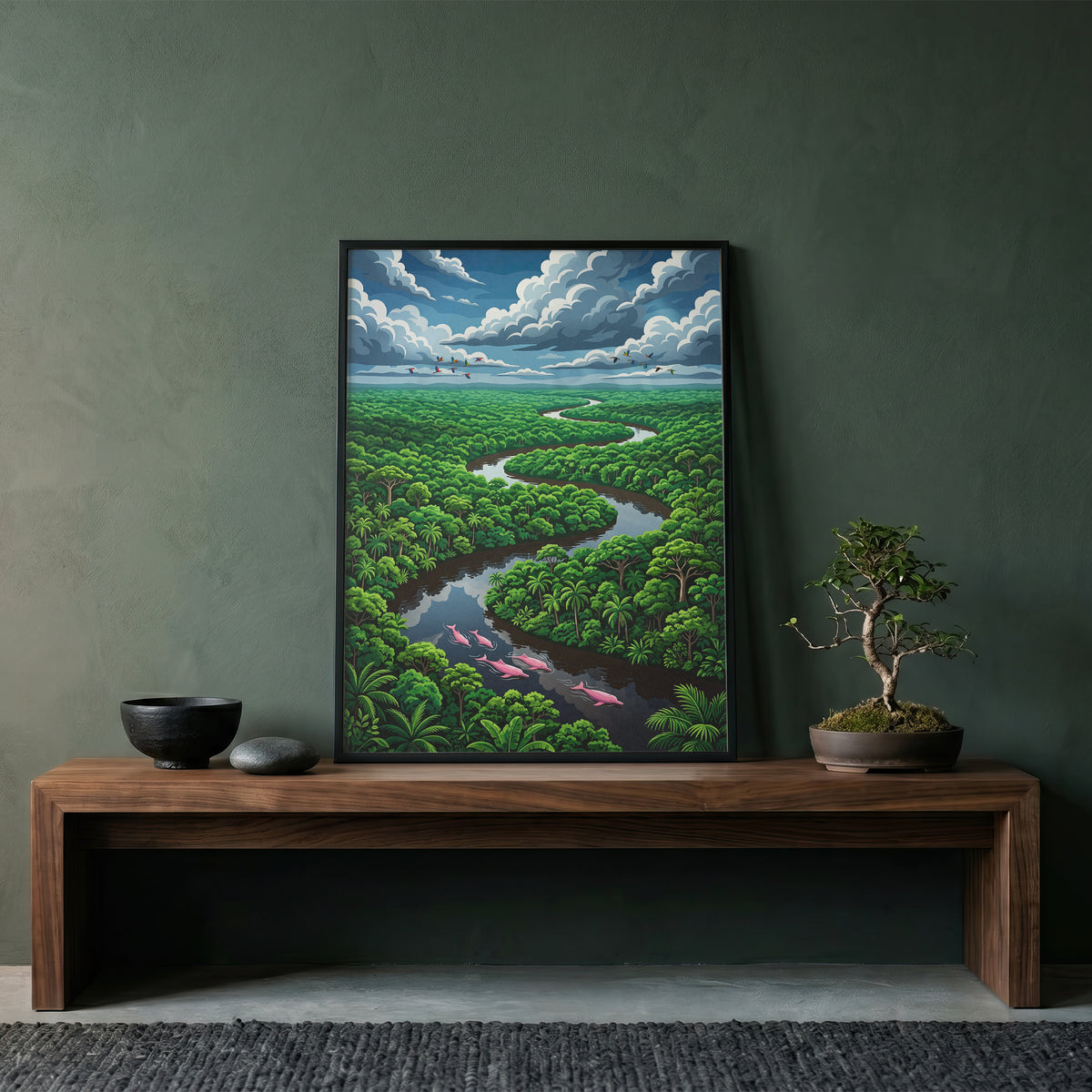 Winding Amazon River Rainforest Canopy Art Print