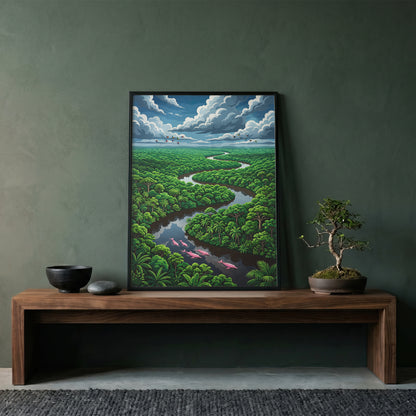 Winding Amazon River Rainforest Canopy Art Print